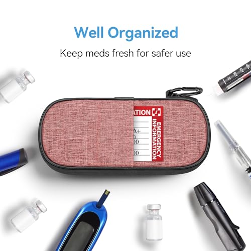 Image of Gelozid Insulin Cooler Travel Case Diabetic Medication Insulated Cool Organizer with 2 Reusable Ice Packs for Insulin Pen and Other Diabetic Supplies, for the Daily Life and Trip(Pink)