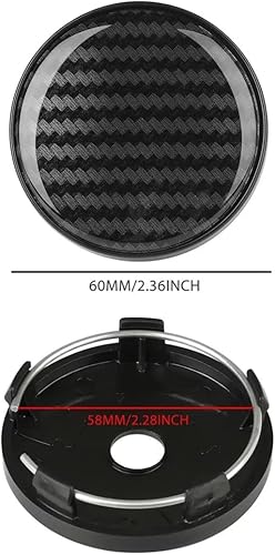 Miniatura 7 de Fancer - 4 tapas centrales de rueda de fibra de carbono mejoradas, ABS de 2.362 in (± 0.039 in)/2.36 pulgadas, ajuste universal