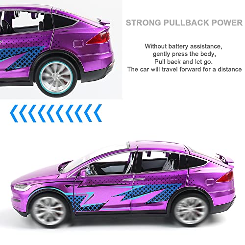 1/24 Scale Diecast Model X Toy Car, Alloy Casting Pull Back Collectible Car Vehicles With Sound And Light, Eagle Wing Door, Big Model X Car Model Toy For Kids Adults Gift (Purple) #TOP2