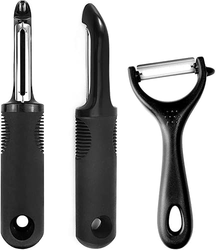 SERHII BURLIA Juego de 3 peladores de verduras de cocina peladores en Y para frutas vegetales peladores I con hoja de acero inoxidable peladores de