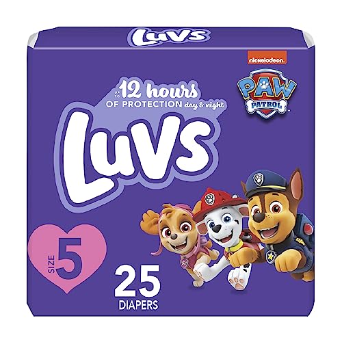 Image of Luvs Size 5 Baby Diapers, Platinum Protection Bluey Diapers for Day & Night, Size 5, 25 Count (Packaging May Vary)