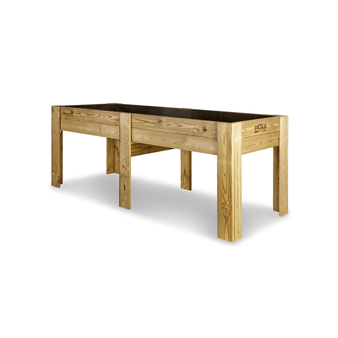 Hortalia Mesa de Cultivo Grande Huerto Urbano Jardinera de Madera - Protección Exterior Autoclave Nivel IV - Gardenbrico - XXL80