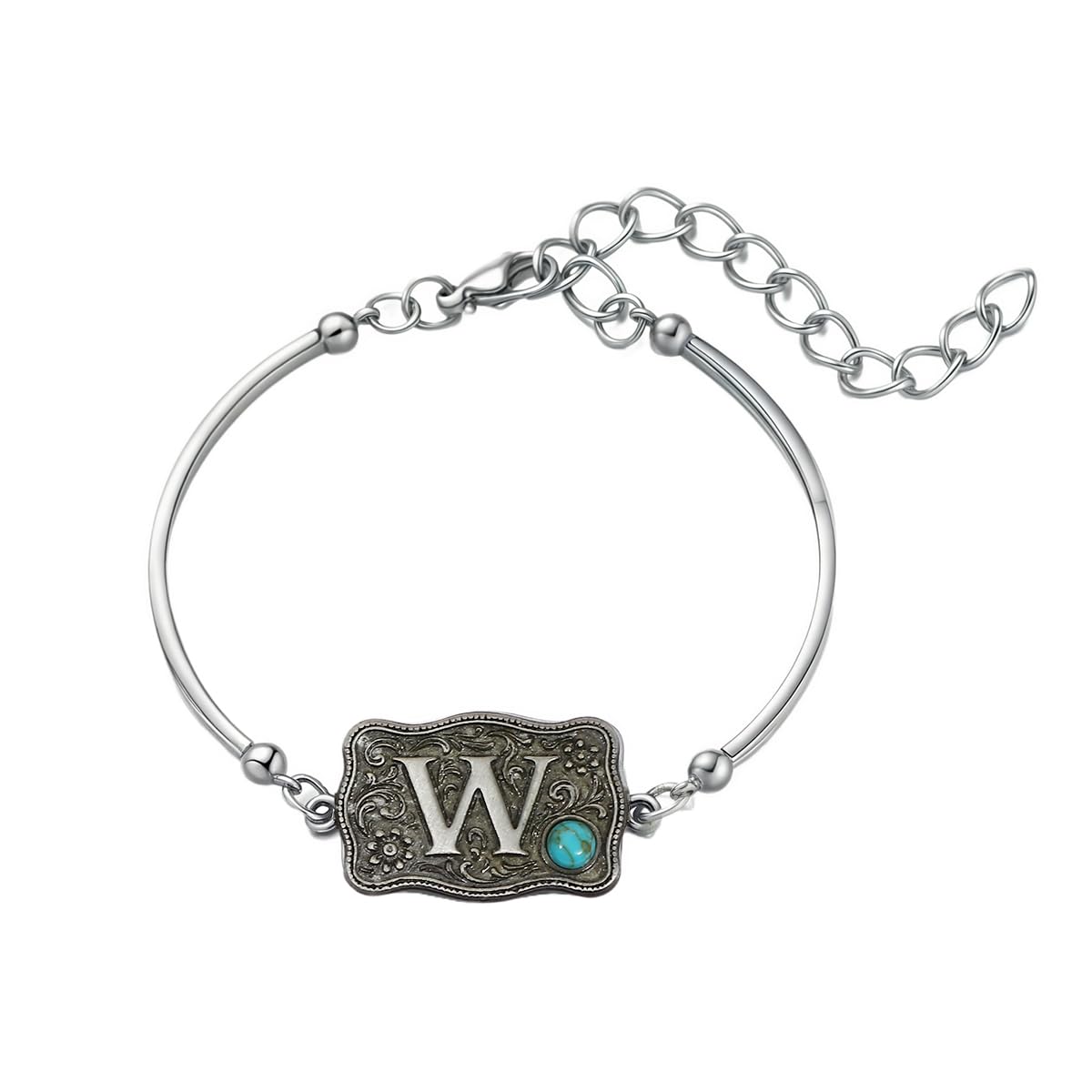 Belt Buckle Bracelet Initial Letter A-Z Bracelets Western Cow Tag Bracelet Belt Buckle Necklace Western Style Initial Letter Pendant Necklace