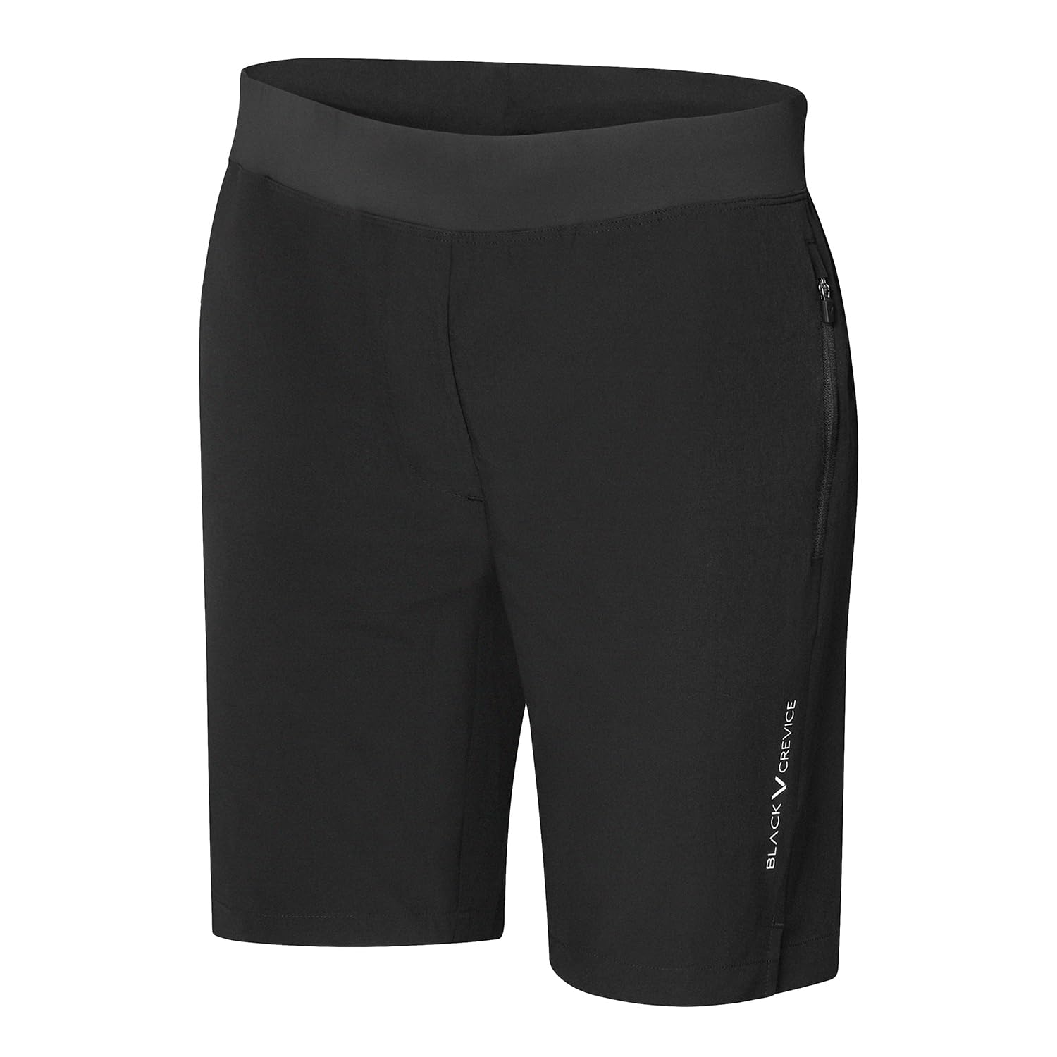 Black Crevice Damskie spodnie sportowe krótkie | spodenki sportowe | lekkie, szybkoschnące | kieszenie zapinane na zamek błyskawiczny