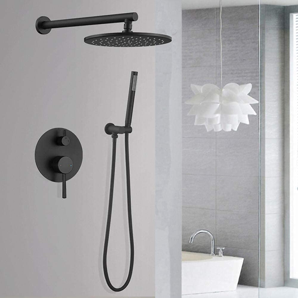Pomme de douche à effet de pluie avec système de douche mural noir mat
