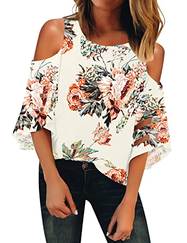 LookbookStore Cold Shoulder Tops for Women 2024 Floral...