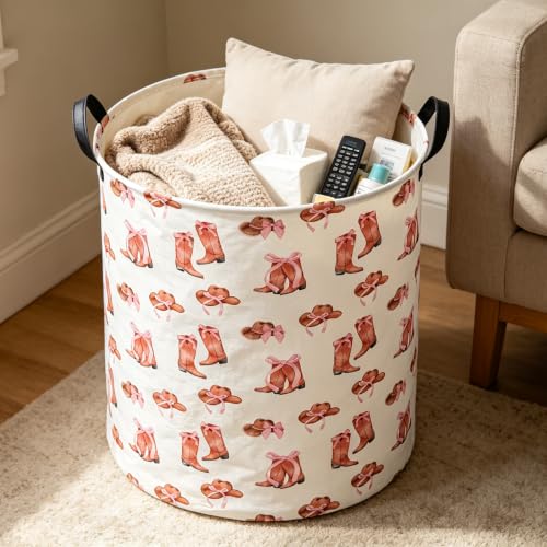 Image of 19.7 inch Laundry Basket,Dirty Clothes Hamper,Waterproof Storage Bin,Room Decor(New Cowgirl)
