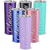 Custom Skinny Tumbler Personalized Tumbler Cups with Lids and Straws | 20 Colors & 16 Designs| Laser...