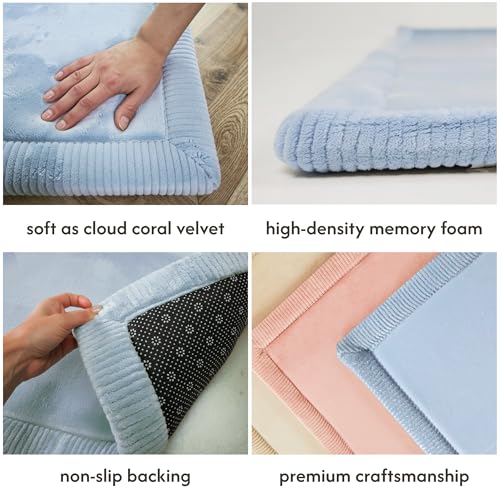 Image of Hakuna Matte CloudSoft Baby Play Mat for Floor 60 inch x 80 inch Blue | Coral Velvethigh-density foam Rug for Crawling & Cozy Play - Non-Slip, Water-Resistant, Easy-CareTummy Time Mat