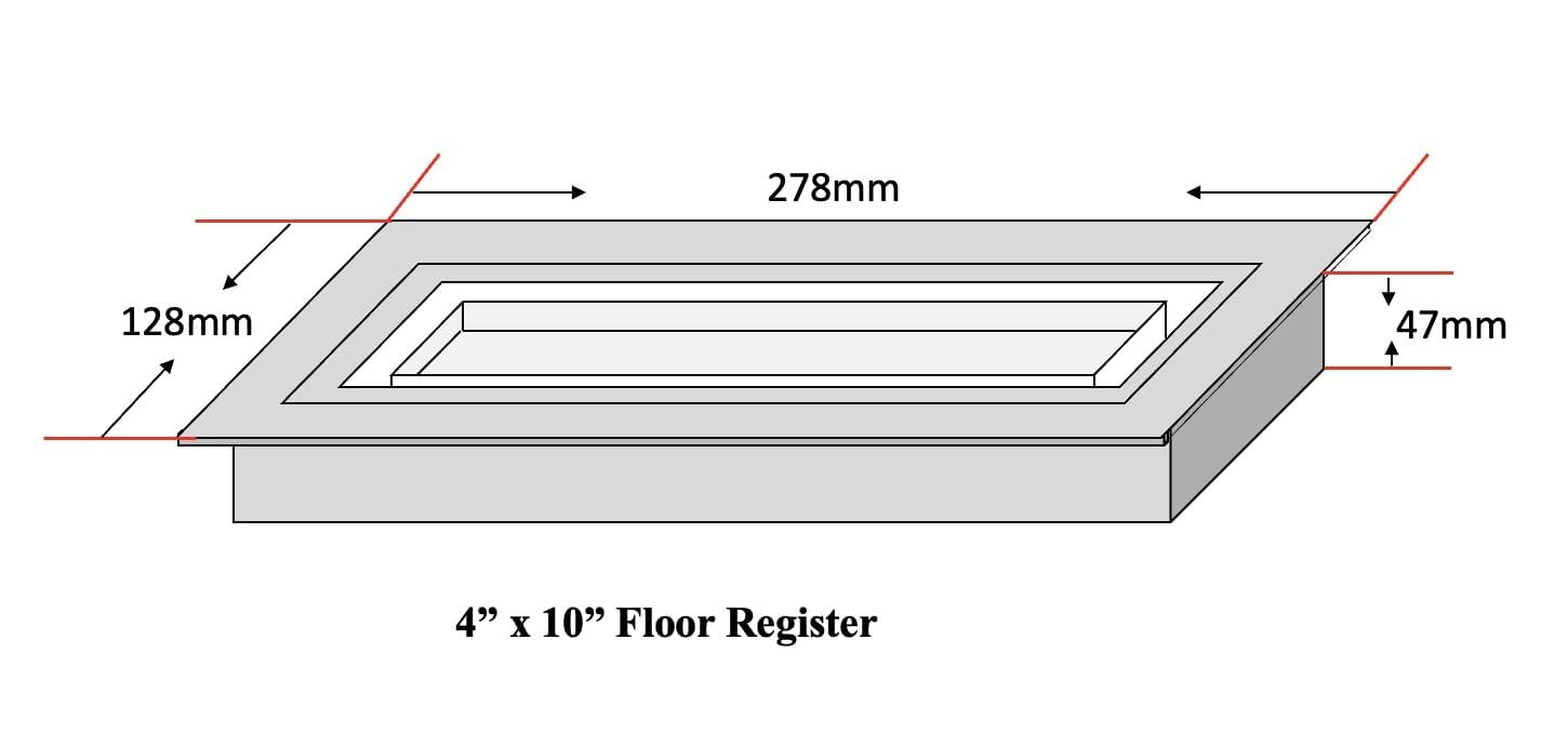 Zion - Registro de piso empotrado de 4 x 10 pulgadas, ventilación de aire moderna blanca para aire acondicionado y calefacción, acero inoxidable resistente