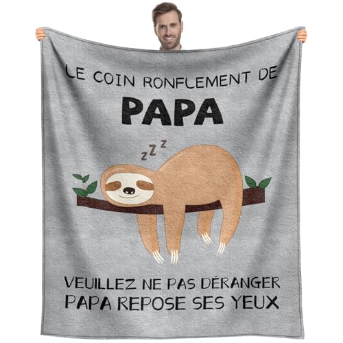 SDOES Cadeau Papa, Cadeau Anniversaire Papa, Cadeau pour Papa Plaid Couverture, Idee Cadeaux Noël pour Pere Homme...