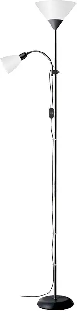 Lámpara Pie Spari Negro/Blanco con Brazo de Lectura Ajustable - 60W