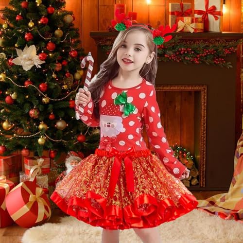 Vestido Tutu de Natal Vermelho,Conjunto de tutu ajustável para meninas de férias - Saia amiga da pel