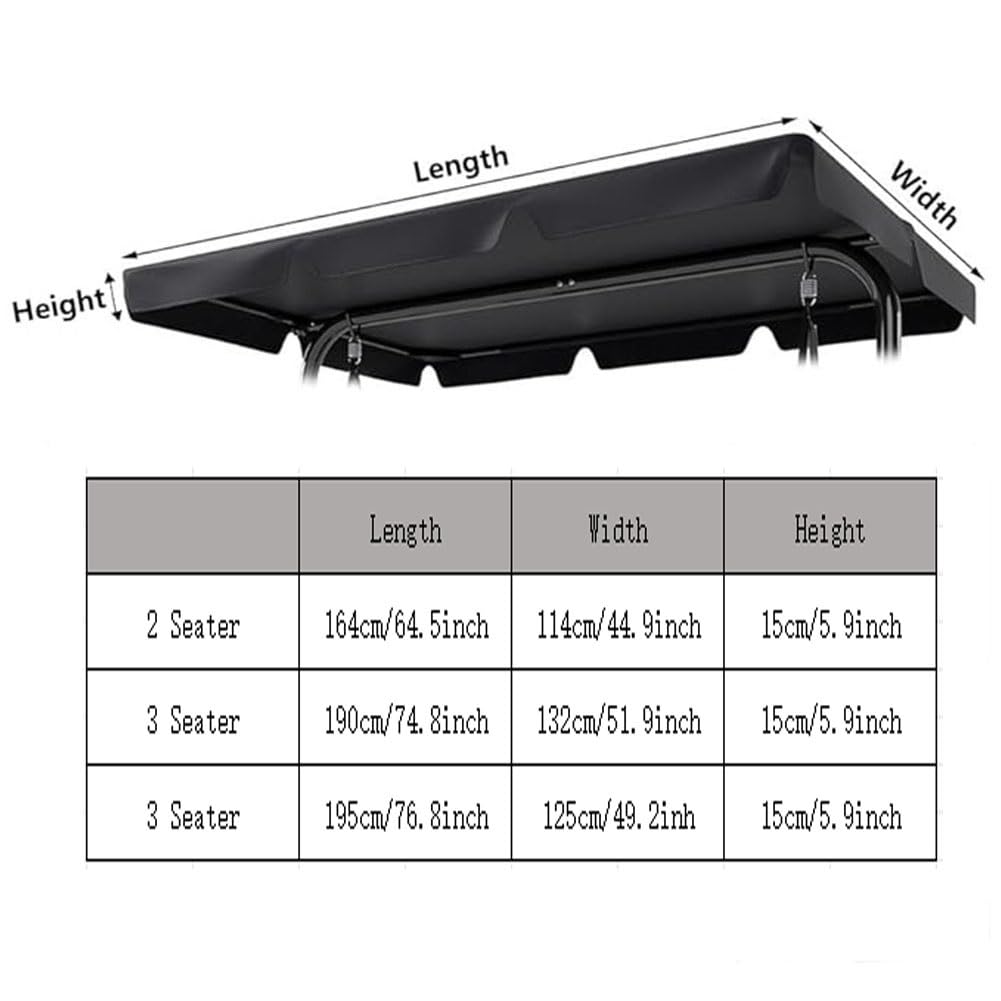 Toit de Rechange pour Balancelle de Jardin avec Revêtement Argenté 600D, Canopée pour Balançoire de Patio Imperméable Anti-UV pour 2 3 Places(Coffee,190x132x15cm/75x52x6in)
