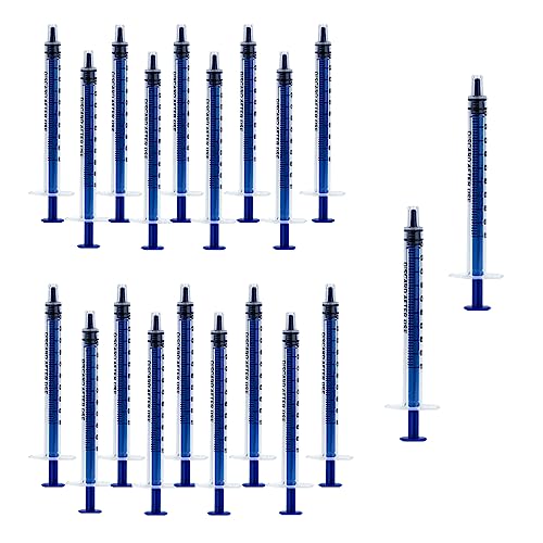 Image of 20 Pack Plastic Syringes with Measurement Markings, Individually Sealed Ideal for Oral Use, Refilling, Pet Feeding, Including Application of Oil or Glue 1ml