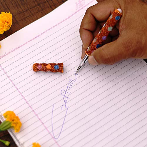 CRAFTAM Rajasthani Handicrafts Lakh Mirror & Beats Work Ball Pen mix color, Gift Set of 10