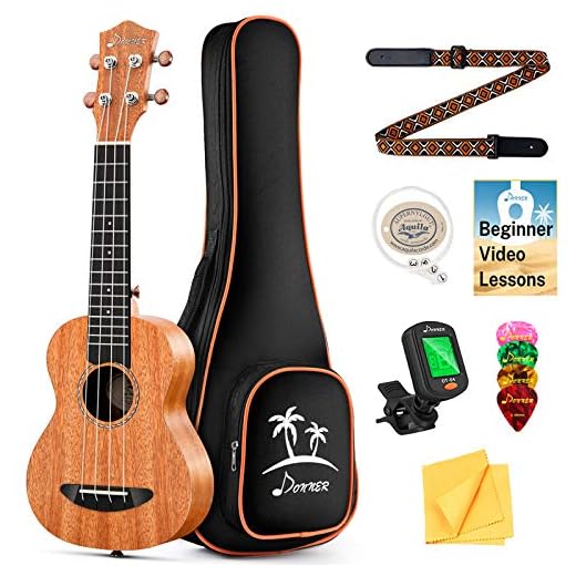 Donner Soprano Ukelele Para Principiantes Ukulele Caoba Kit 21 Pulgadas Niño Adulto con Afinador Cuerda Correa con Online Inglés Lección