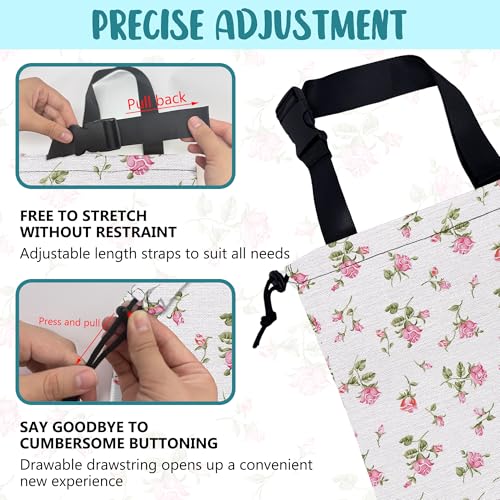 Image of Car Garbage Bag Small Pink Rose Floral Drawstring Car Trash Bag Hanging for Back Seat with Adjustable Buckle Canvas Vehicle Trash Can Easy-to-Install