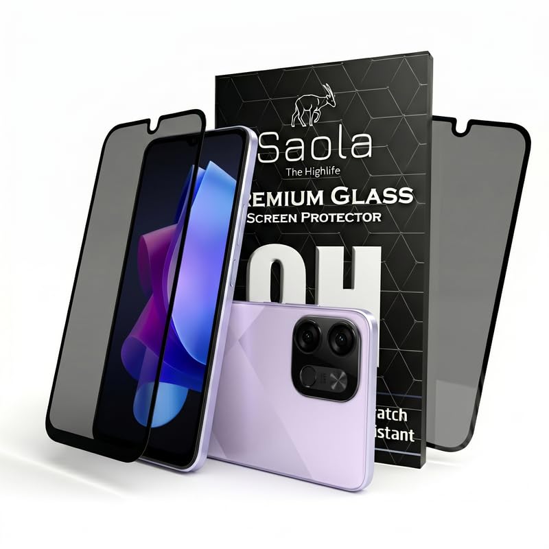 Image of Saola Ultra Privacy Tempered Glass For Tecno Spark GO 2 (PACK OF 1) with Free Installation Kit. Full screen Coverage. Free Replacement If Received Damaged - 6.67 inch