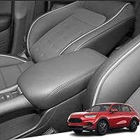 Vista 83 de Funda de cuero para consola central, funda protectora para reposabrazos, accesorios (negro con costuras blancas) para Mazda CX-5/CX5 2017 2018 2019