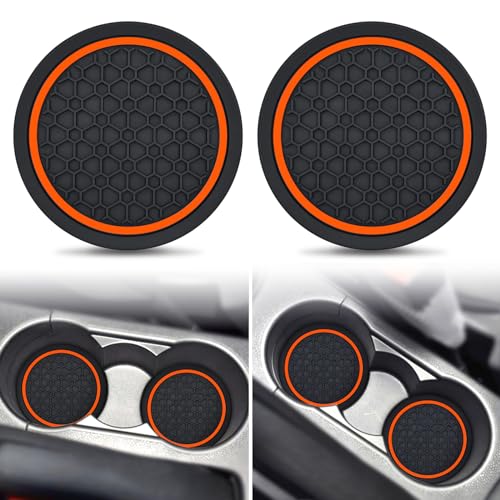 Image of Auprite Car Cup Coasters, 2 Pack 2.77 Inch Universal Auto Cup Holder Insert Coasters, Anti Slip Mats Suitable for Most Car Interior Accessories (Orange)