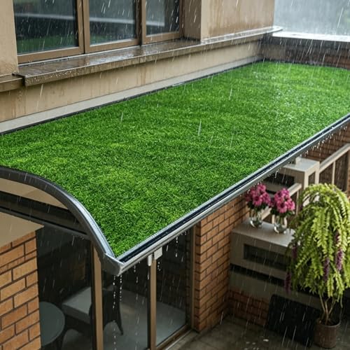 Césped artificial verde Toddmomy de 200x50x1cm de plástico para techo de garaje 6