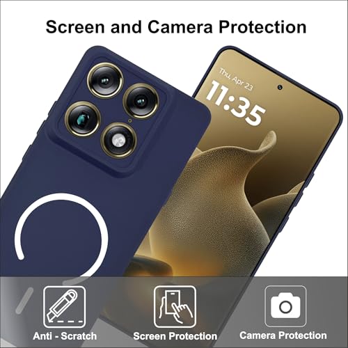Image of SBMS Silicone Back Cover Case for Motorola Signature | Soft Micro-Fibre Lining Inside | Magsafe Print On Back Side Camera Protection Bump | Shockproof Case Moto Signature (Magsafe Print Small Blue)