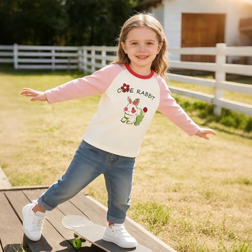 Image of 100% Cotton Girls T-Shirt 2-Pack Cute Tops Casual Soft Printed Toddlers Tees Layering 18Months-8Years