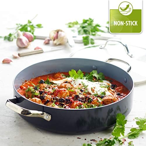 GreenPan Venice Pro Hard Anodised Healthy Ceramic Non-Stick 30 cm/4.8 Litre Sauté Pan, PFAS-Free, Induction, Oven Safe, Grey