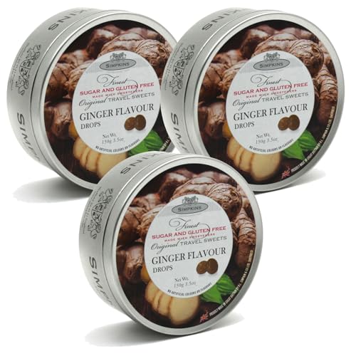 Simpkins Sugar Free Ginger Travel Sweets 150g PACK OF 3