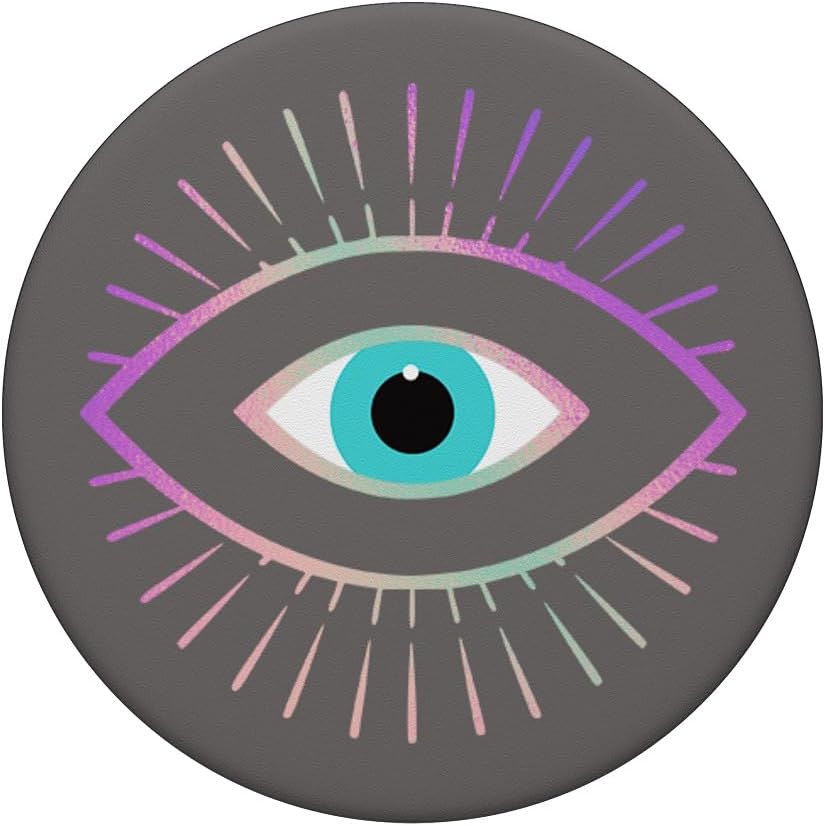 Rainbow Evil Eye Gray PopSockets Adhesive PopGrip - Image 3