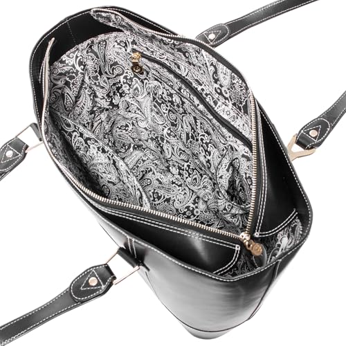 McKLEIN Leather Ladies' Tote with Tablet Pocket- ARYA- Black3