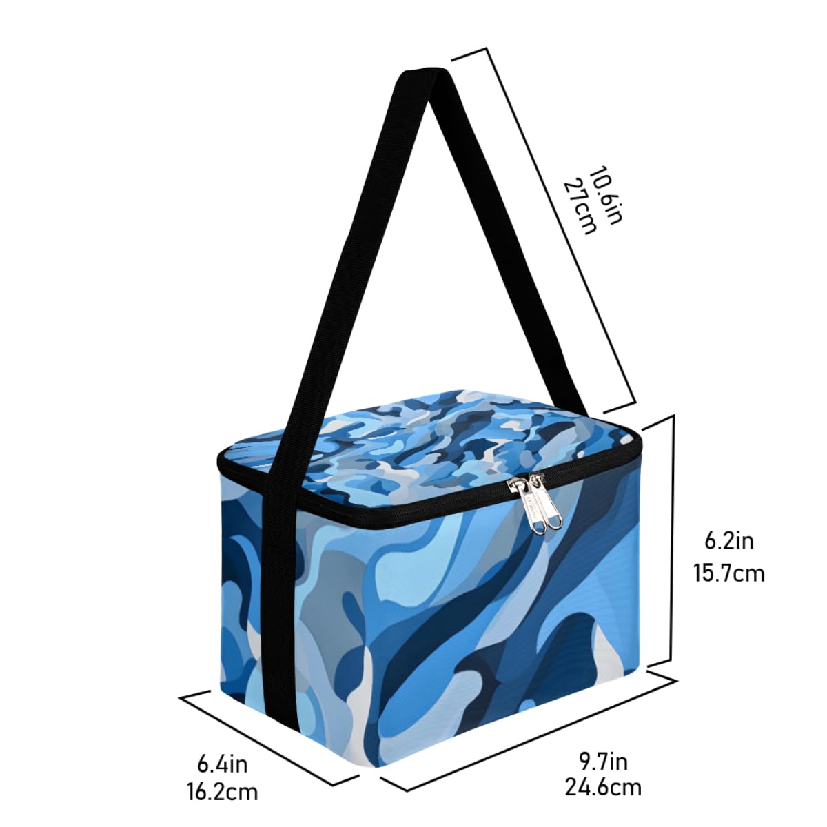 GzLeyigou Lunch Bags for Women Men 9 Cans,Blue Camouflage Hot & Cold Food Delivery Bag Insulated Grocery Bag Insulated Lunch Box Abstract Camo Skin Cooler Bag for Office Work Picnic Beach