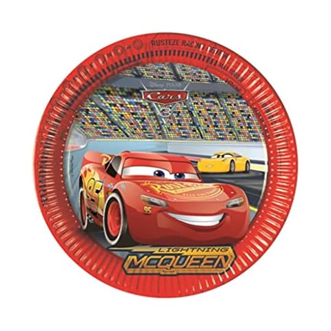Generique - Cars 3 Paper Plates Pack of 8 Colourful Cover