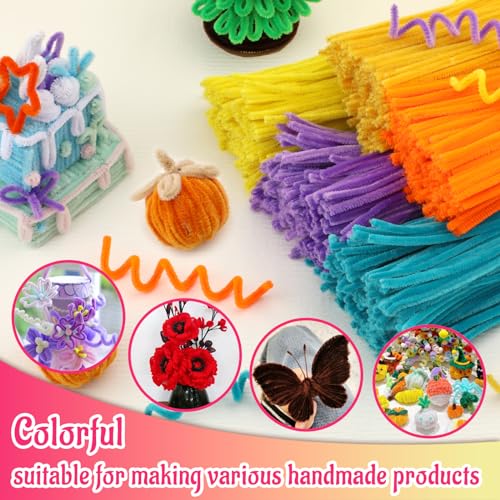 Image of Mnuizu 200Pcs Pipe Cleaners, Chenille Stems Pipe Cleaner Fuzzy Stick Craft