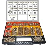 torx schraubendreher set test 3,0x16 bis 5,0x80 mm 1800 tlg. Schraubensortiment, Torx Antrieb, 3,0 x 16-5,0 x 80, Spanplattenschrauben im Koffer, herausnehmbare Boxen