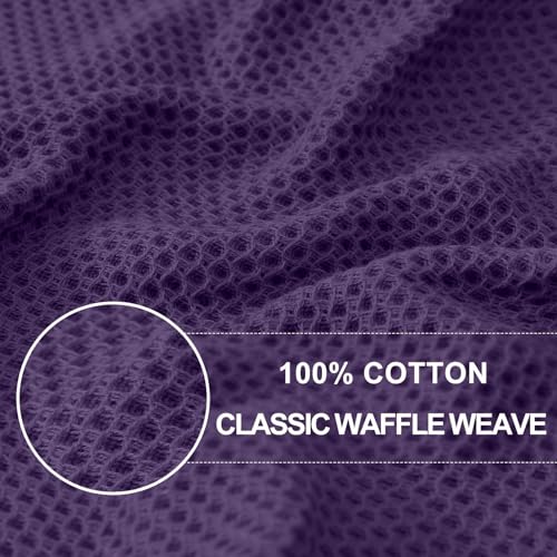 Image of Homaxy 100% Cotton Waffle Weave Kitchen Dish Cloths, Ultra Soft Absorbent Quick Drying Dish Towels, 12 x 12 Inches, 24-Pack, Eggplant