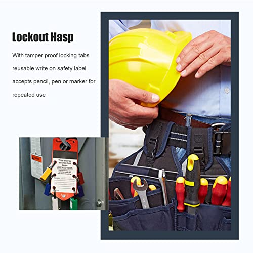 Image of Lockout Tagout Locks Set, Writable Aluminum Alloy Safety Lockout Hasp with Tamperproof Locking Tabs 38mm Padlock, Group Lockout Hasps, Safety Padlocks