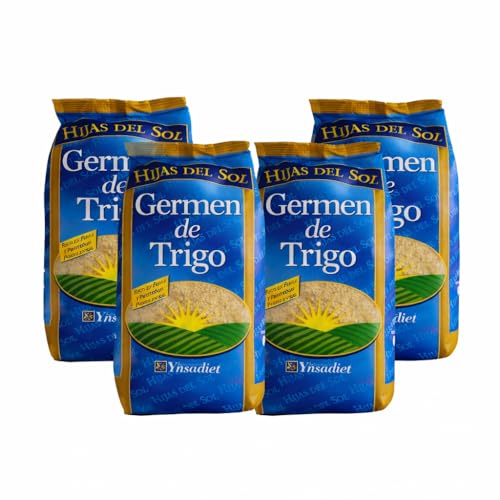 Pack 4 x Germen de trigo en bolsa Hijas del Sol 400 g | Germen de trigo tostado para yogur, ensaladas y cremas | Aporta fibra y nutrientes en desayunos y recetas diarias
