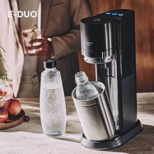 SodaStream E-DUO Wassersprudler mit CO2-Zylinder, Standard Pack (1x Glasfl. 1L + 1x KSTFL 1L, DWS)