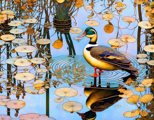 Tableau sur toile sans cadre déco personnalisée canard nature 58 x 90 cm