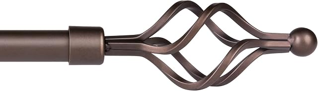 SZXIMU Curtain Poles Metal Extendable 91 to 182 cm Curtain Rods for Eyelet Curtain 19mm Diameter Heavry Duty for Windows with Iron Cage Finials, Brown