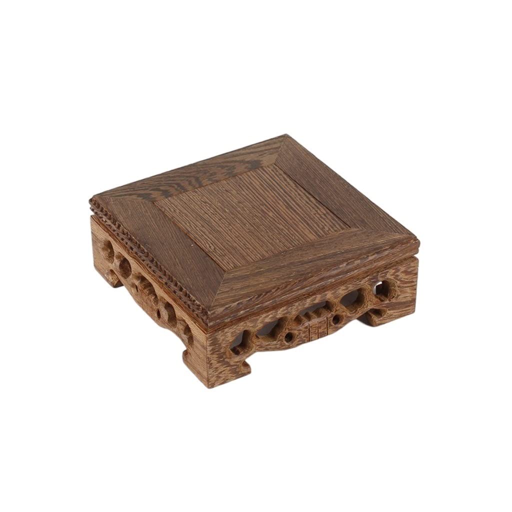 TEESONG Bonsai Pedestal Bonsai Base Mahogany Square Crafts Strange Stone Ornament Chicken Wing Wood Hand-carved Flower Bracket Teapot Vase Pedestal Display Stands(M)