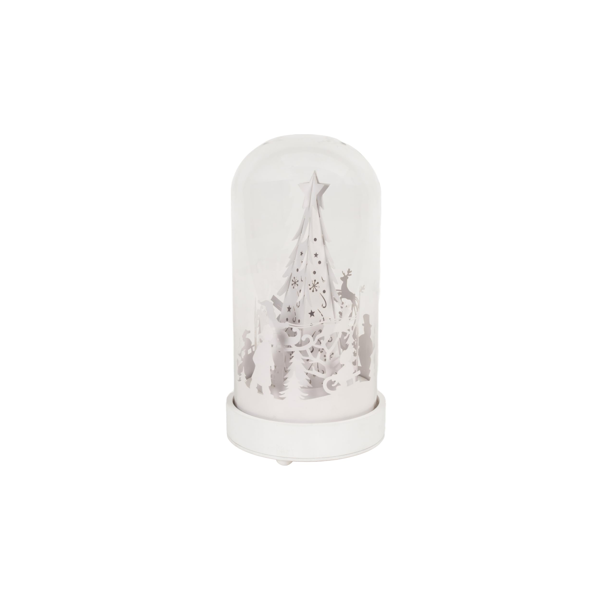 Konstsmide Festive Glass Lantern with 10 Warm White LEDs, Wood, Santa