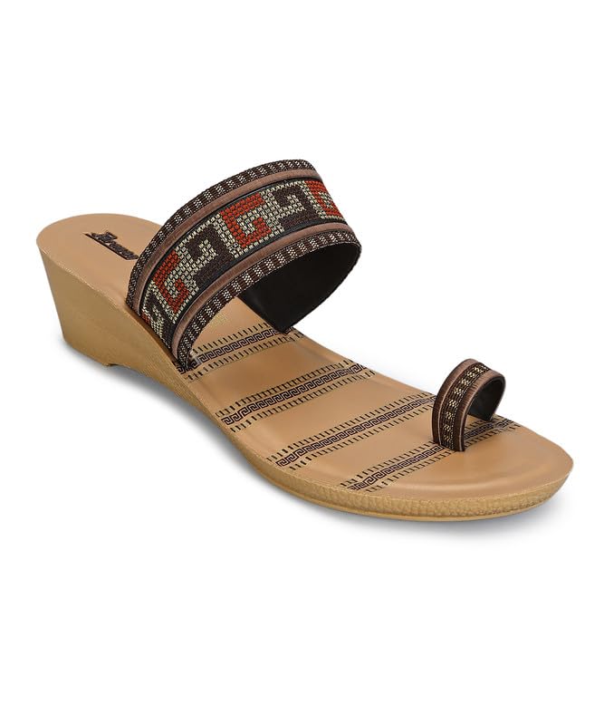 Image of PARAGON PUK7027L Women's Sandals | Stylish Slip on wedges with Cushioned Soles | Trendy Lightweight Durable & Comfortable Fashion Slippers for Outdoor Use