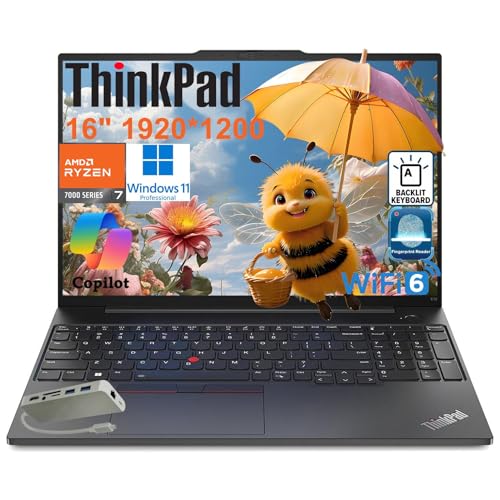 Lenovo ThinkPad E16 Gen 2 Business Laptop Computer, AMD 8-Core Ryzen 7 7735HS, 16GB DDR5 RAM, 1TB PCIe SSD, 16' FHD+, WiFi 6, Backlit KB, Fingerprint Reader, Windows 11 Pro, Type C Hub, Vent-Hear