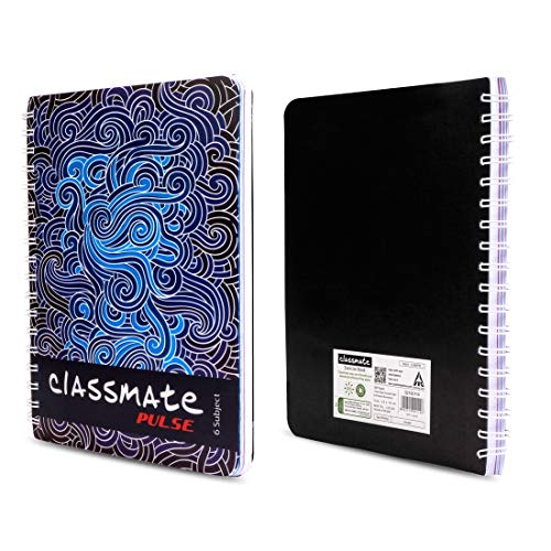 Image of Classmate Pulse 6 Subject Notebook - Unruled, 300 Pages, Spiral Binding, 240Mm*180Mm & Luxor 5 Subject Spiral Premium Exercise Notebook, Single Ruled - (21Cm X 29.7Cm), 250 Pages