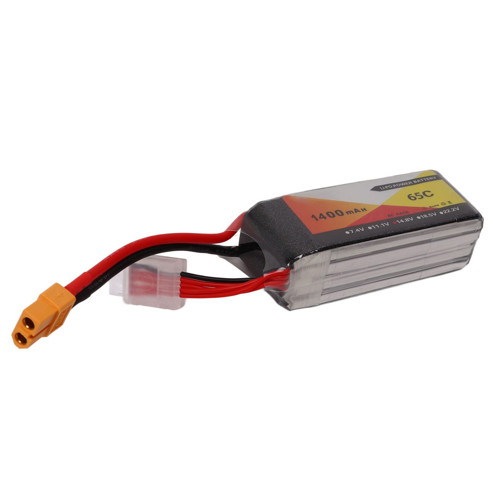 Batterie Lipo RC 1400mAh 14.8V 65C, Bloc d'alimentation à Haut Débit pour Avion télécommandé FPV Racing Quadcopter