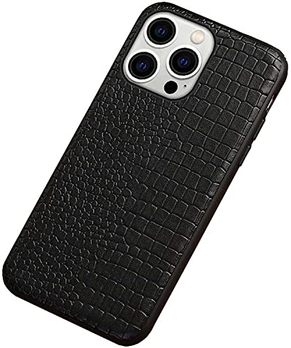 Housse iPhone 13 Pro Max style crocodile noir idéale pour le bureau et les voyages