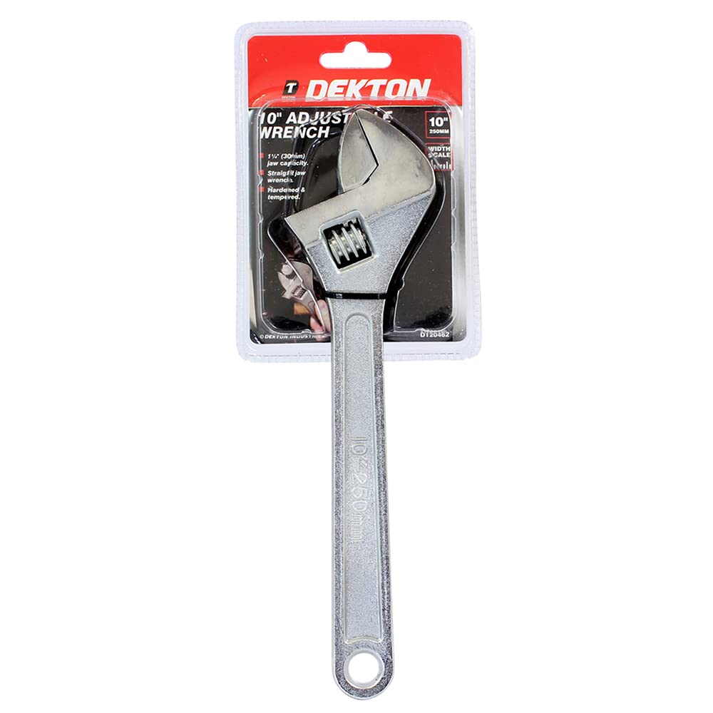 Dekton 10" Adjustable Spanner-1 1/4" Jaw Capacity, Silver, 10-inch - Image 2